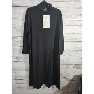 Renee Greenstein Women w/Control Black Mock Midi Dress Long Sleeve 2XP Plus